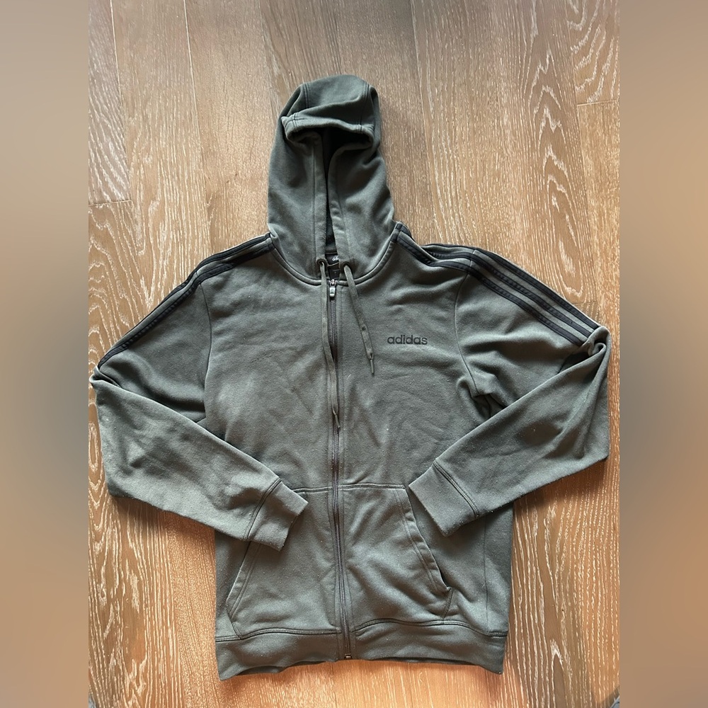 Adidas Men's Olive Zip-Up Sweater